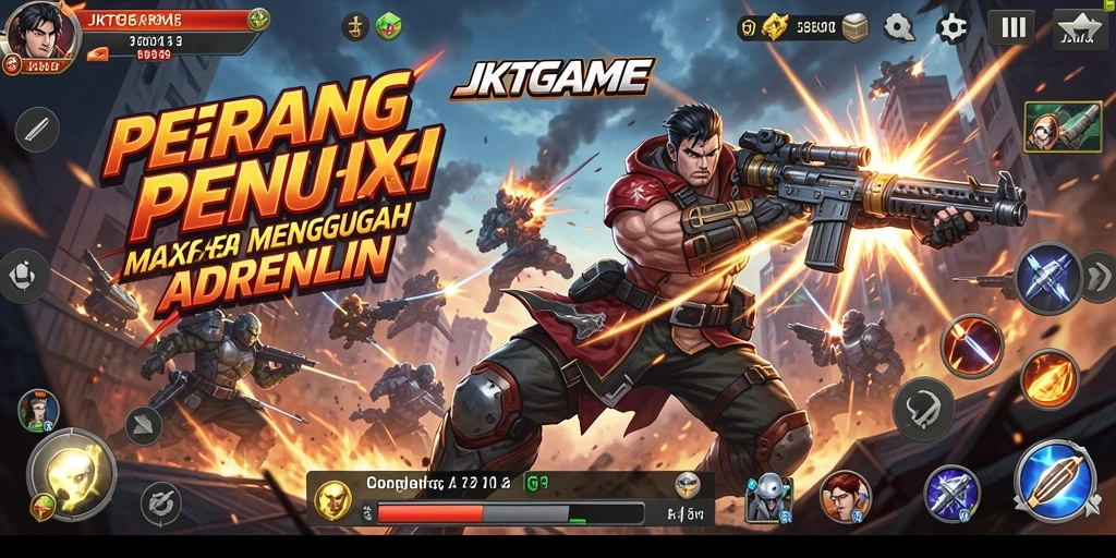 Tangkapan layar gameplay JKTGAME yang menampilkan pertempuran seru dan intens.