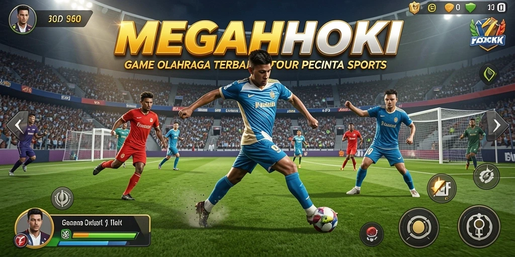 Tampilan gameplay seru dari MEGAHOKI, permainan olahraga yang mengasyikkan.