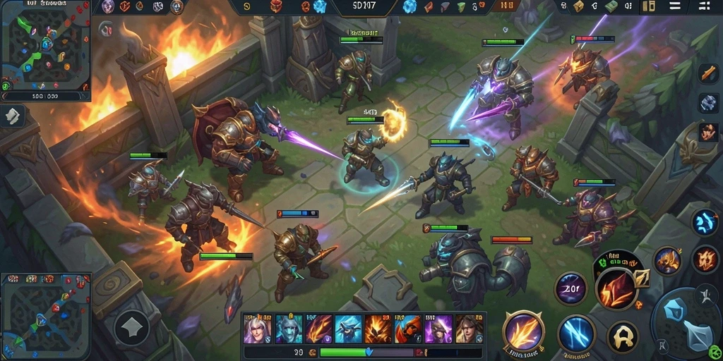 Tampilan gameplay seru dalam SD107 dengan pertempuran tim.